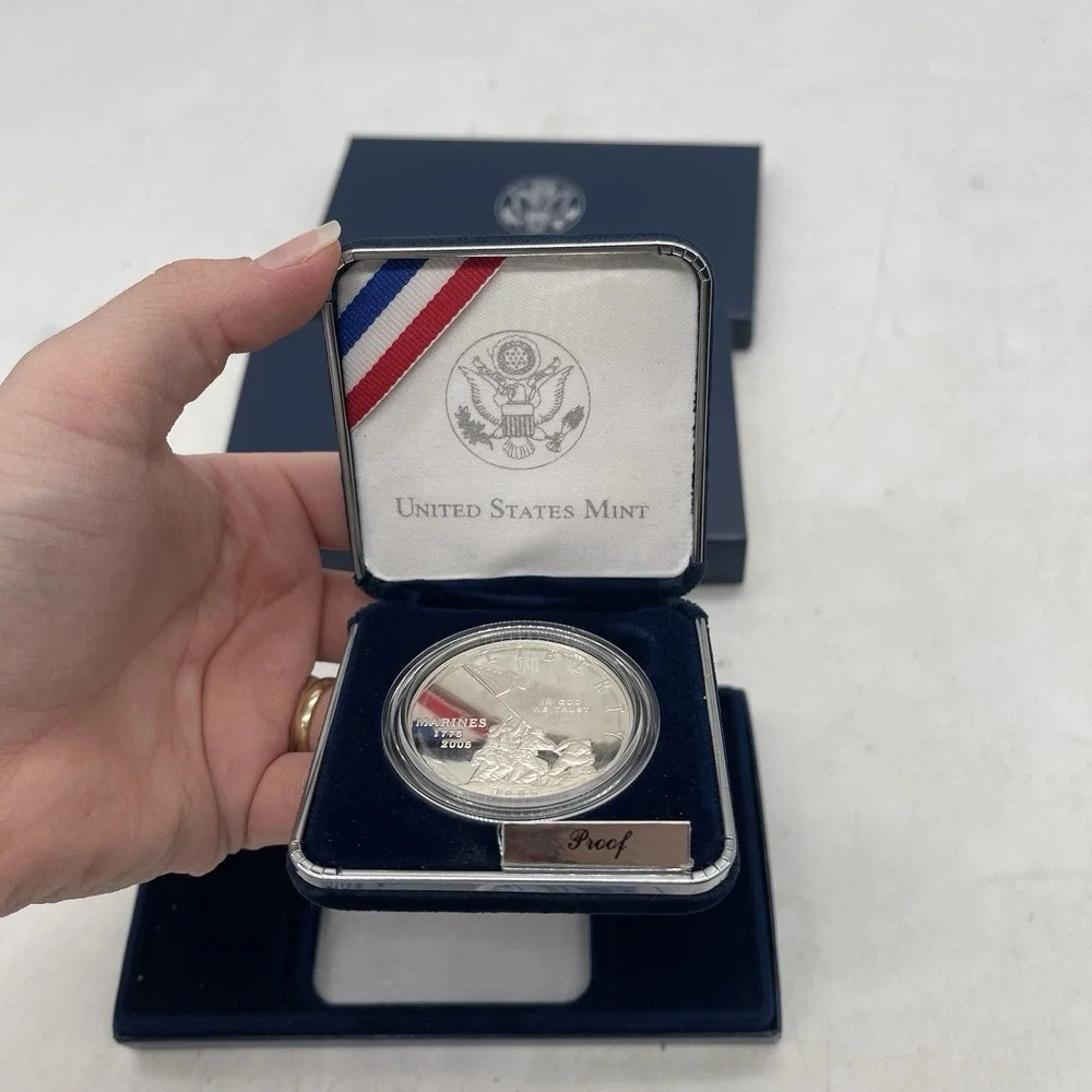 2005 Marine Corps 230th Anniversary Proof Silver Dollar - OGP - FREE SHIPPING!